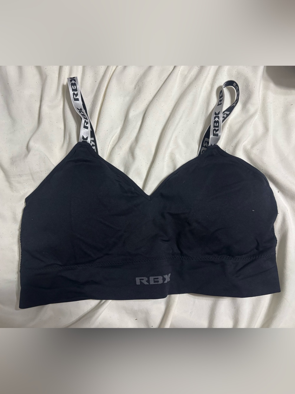 RBX Black Girls' Branded Strap Sports Bra
